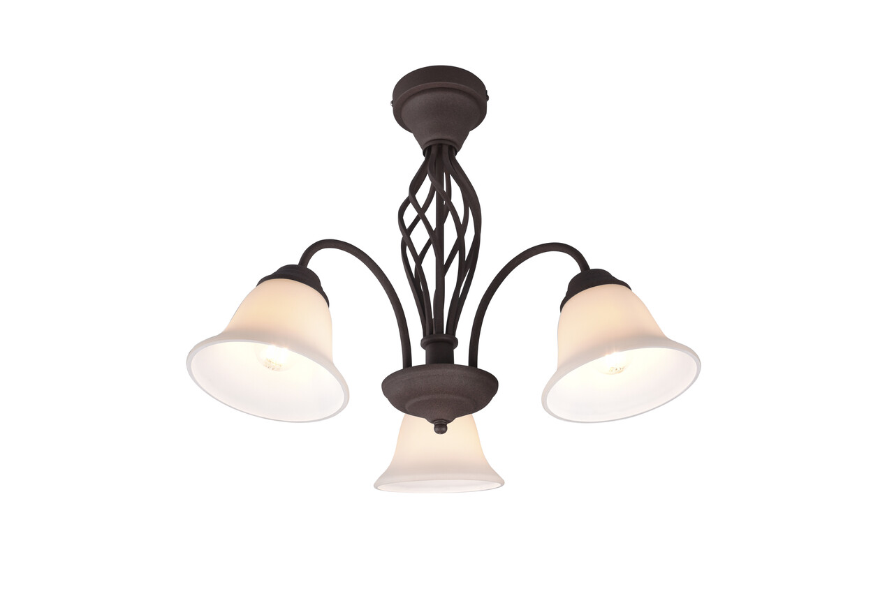 Plafoniera Rustica, TRIO, 55x42.5 cm, 40W, 3x E14, metal, maro - imagine 5